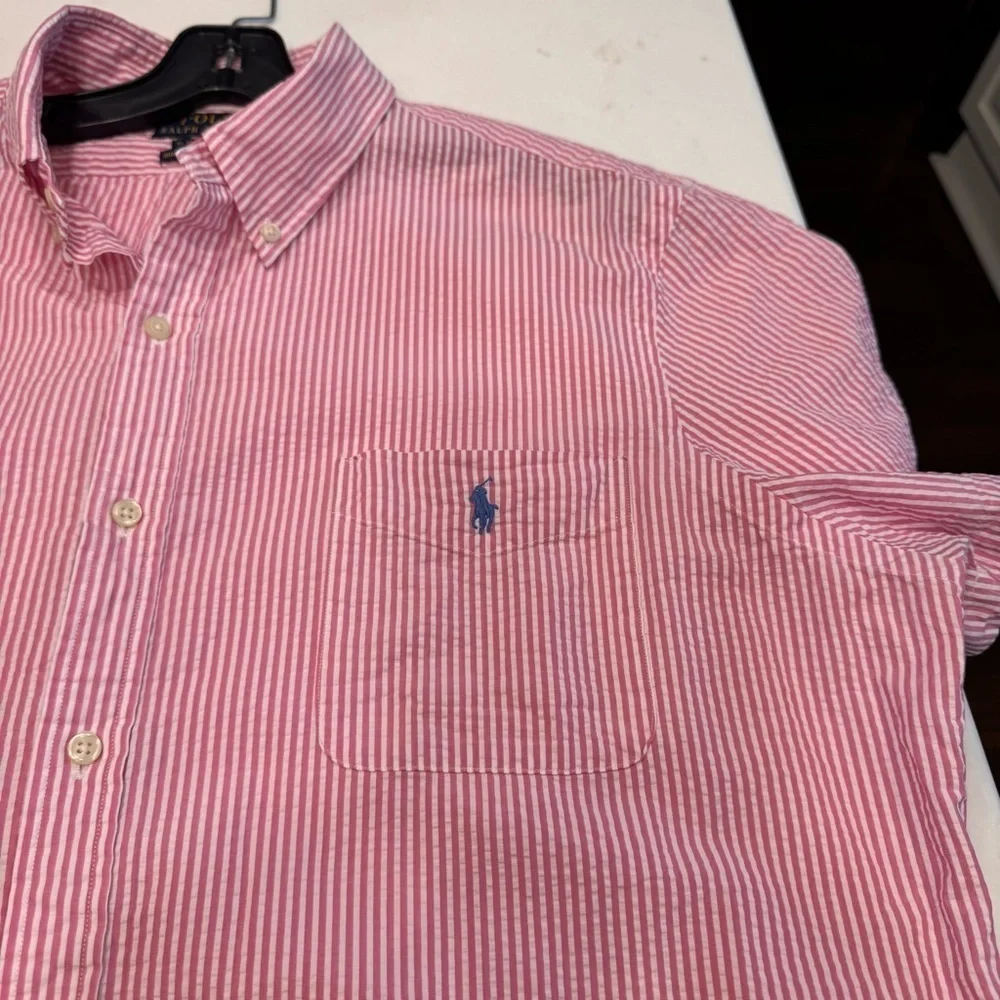 Polo Ralph Lauren Shirt Men's Sz XXL Striped Seersucker UNTUCKED FIT Button Down